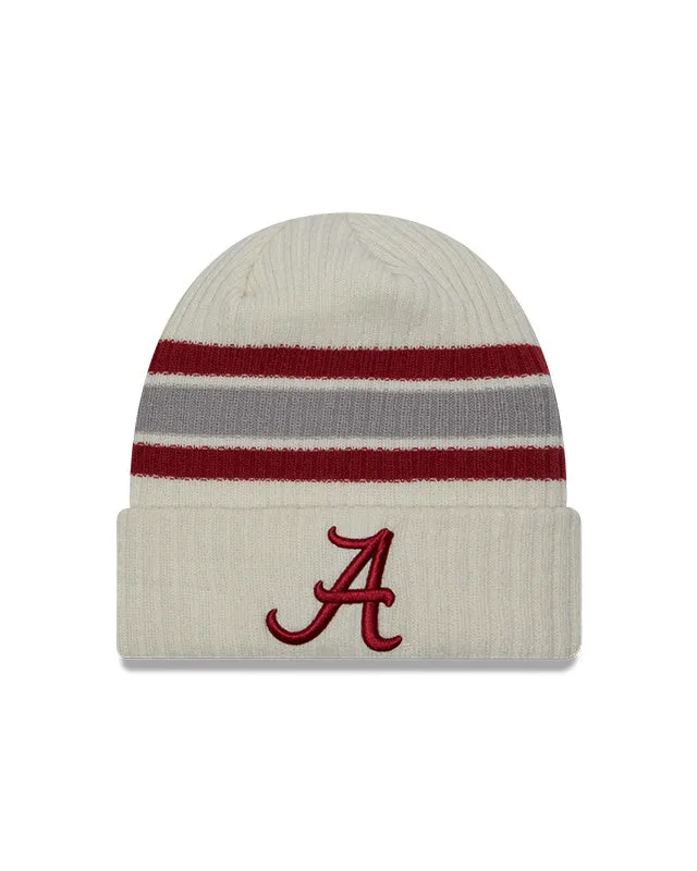 Alabama Crimson Tide New Era Off White Vintage Cuffed Knit Hat