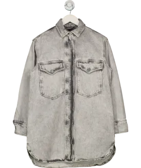 All Saints Grey Lily Oversized Denim Shacket Dress Vintage UK XS
