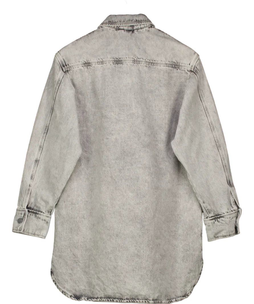 All Saints Grey Lily Oversized Denim Shacket Dress Vintage UK XS