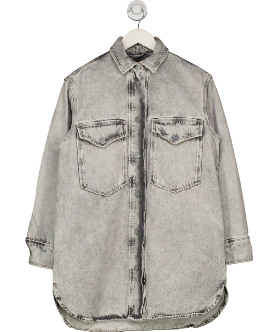All Saints Grey Lily Oversized Denim Shacket Dress Vintage UK XS