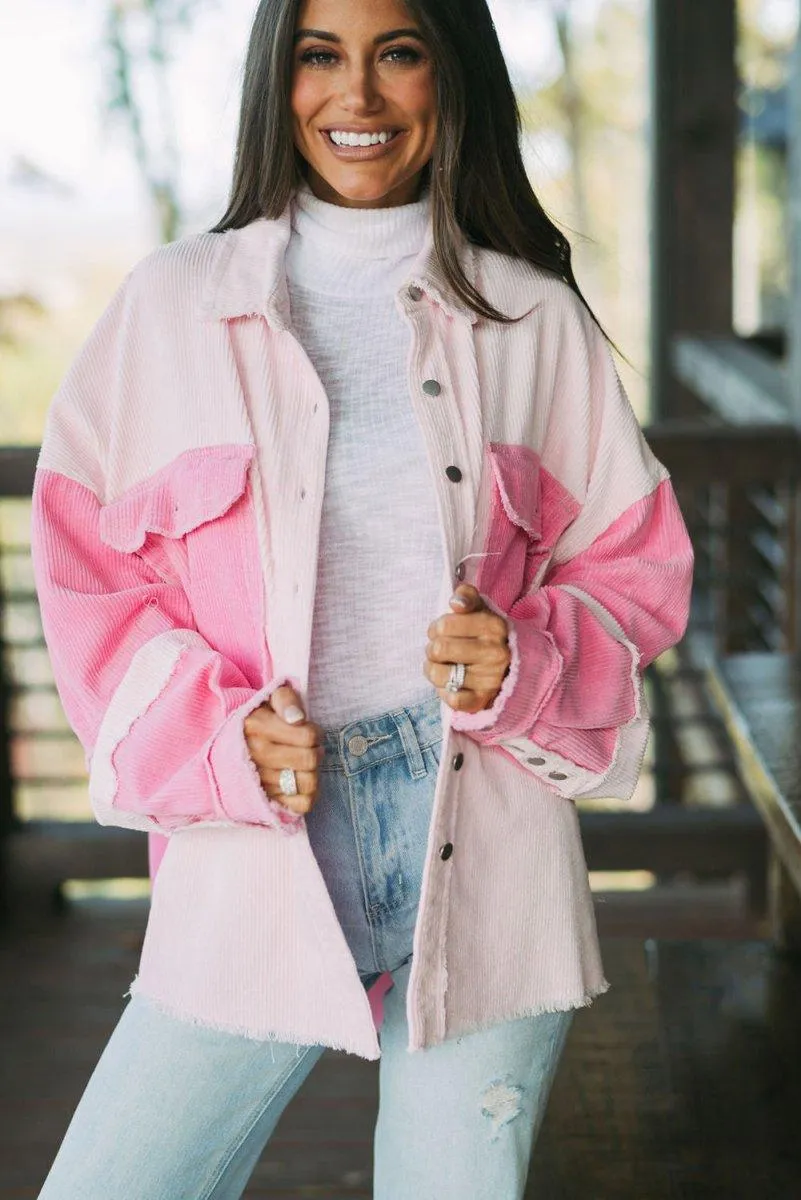Arianna Two-tone Pink Corduroy Shacket