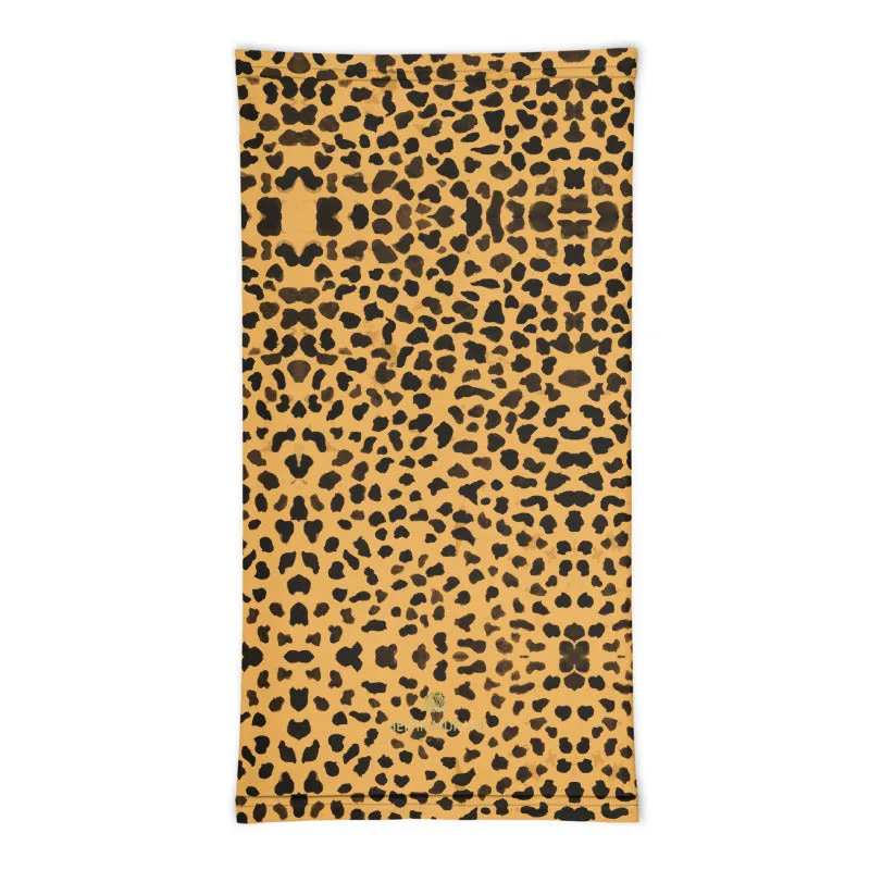 Beige Cheetah Neck Gaiter, Animal Print Face Covering Washable Mask Shield-Made in USA/EU