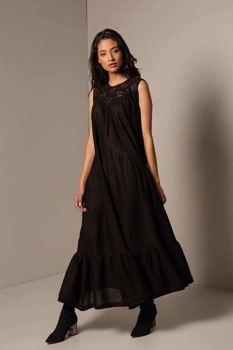 Benares Dress Baby Alpaca Black Color Black