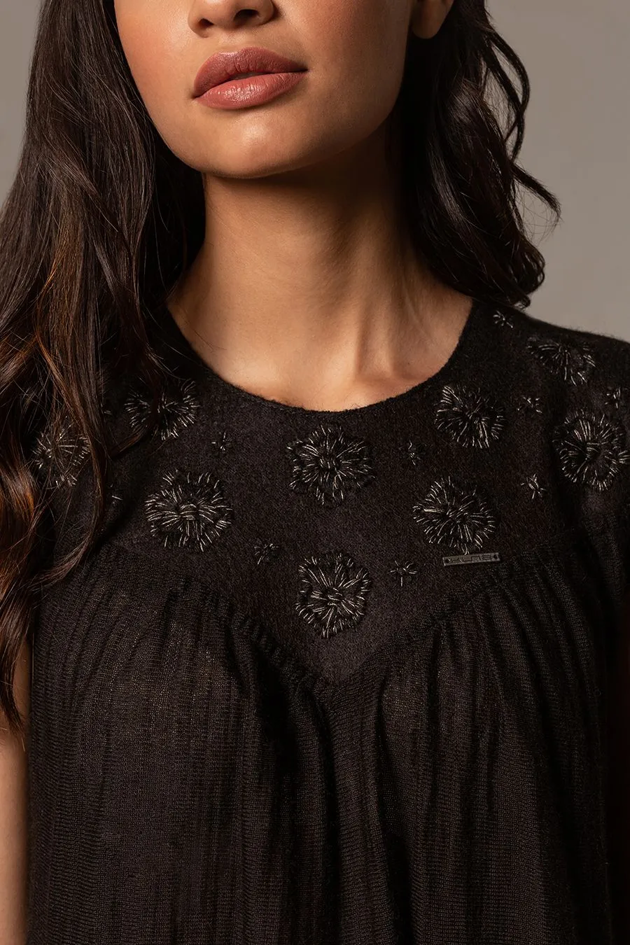 Benares Dress Baby Alpaca Black Color Black