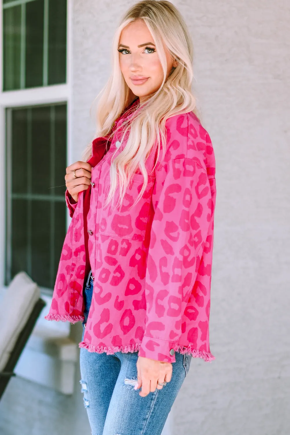 Button Cuffs Raw Hem Jacket