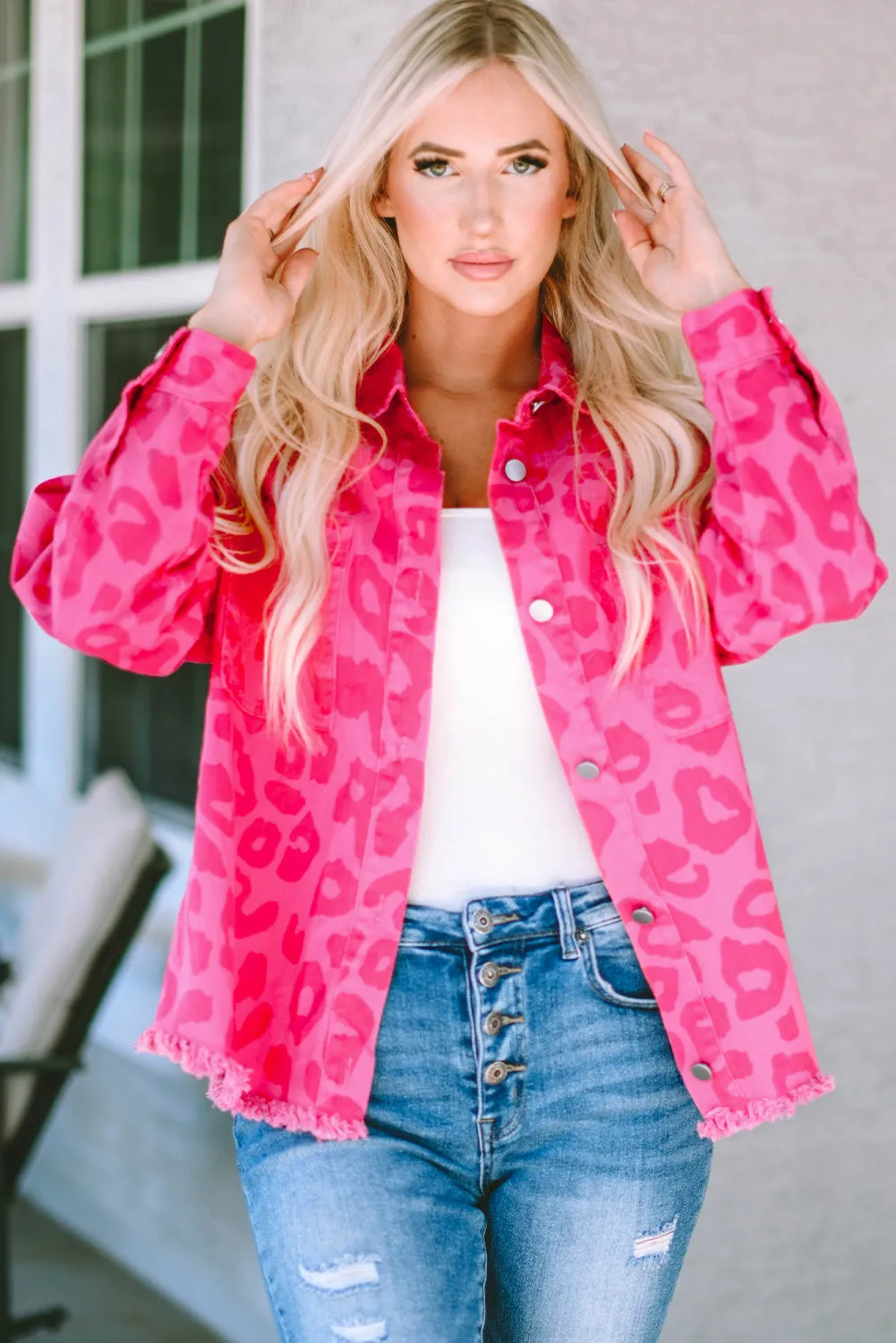 Button Cuffs Raw Hem Jacket