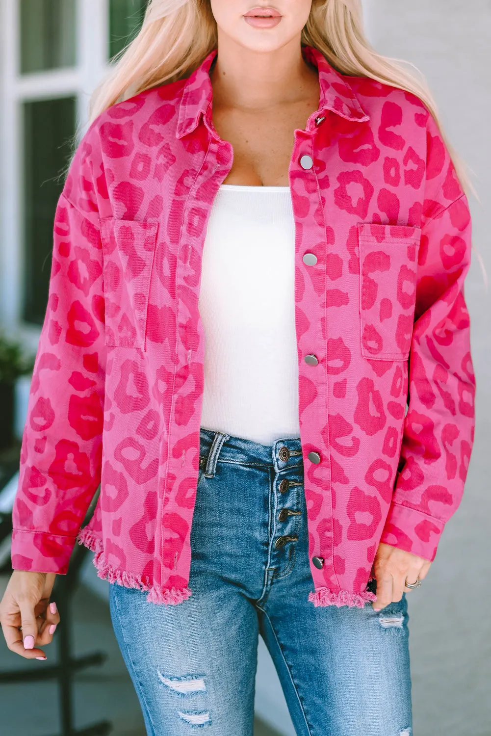 Button Cuffs Raw Hem Jacket