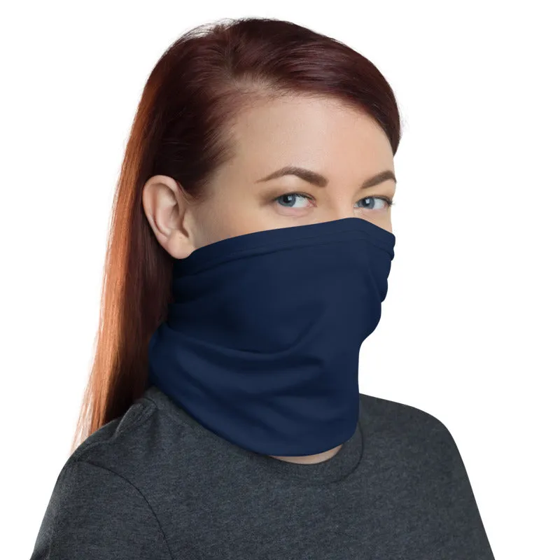 Dark Blue Face Mask Shield, Reusable Washable Headband Bandana-Made in USA/EU