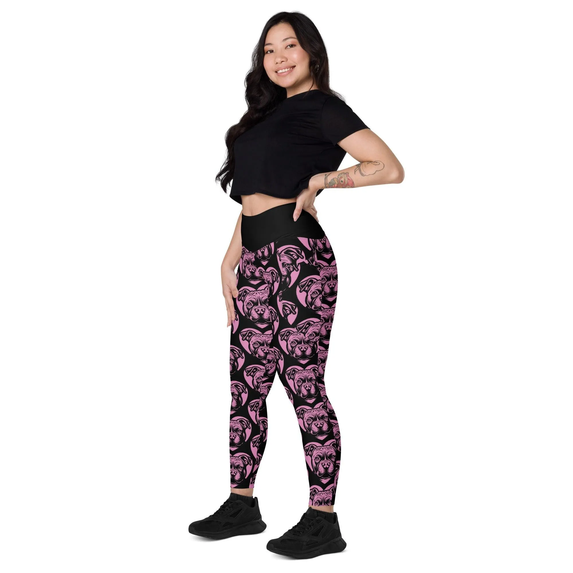 DOG BREED LEGGINGS with pockets - AMERICAN BULLY POCKET - HERTTAHOUND - pink