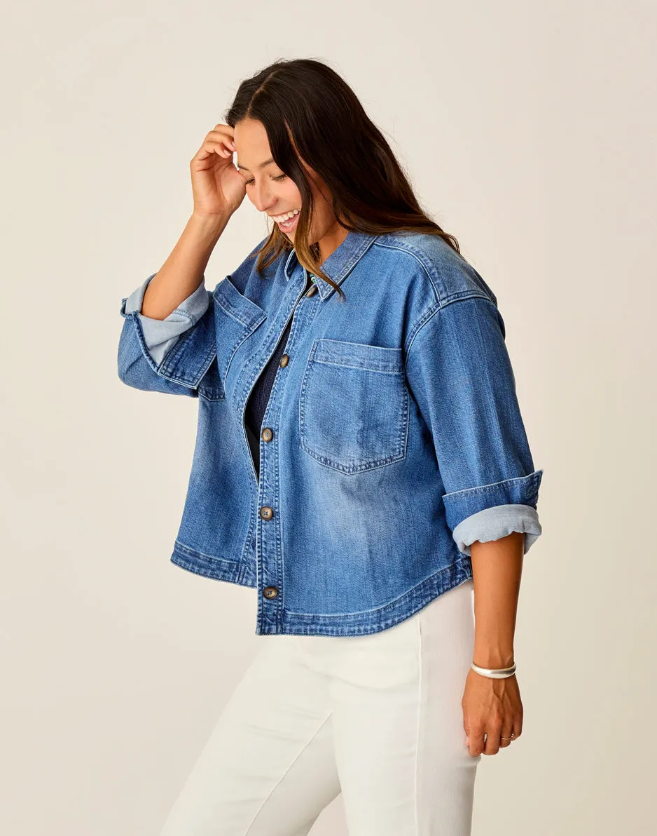 Flora Denim Shacket: Magnolia