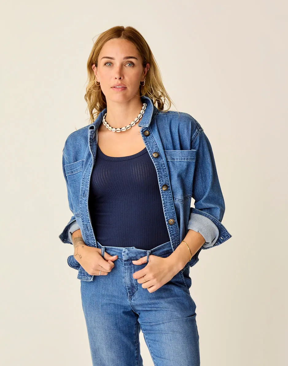 Flora Denim Shacket: Magnolia