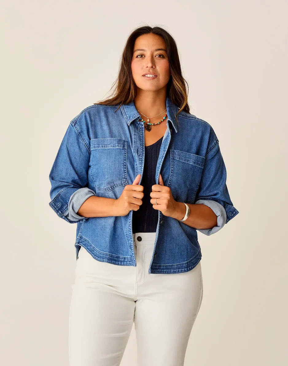 Flora Denim Shacket: Magnolia