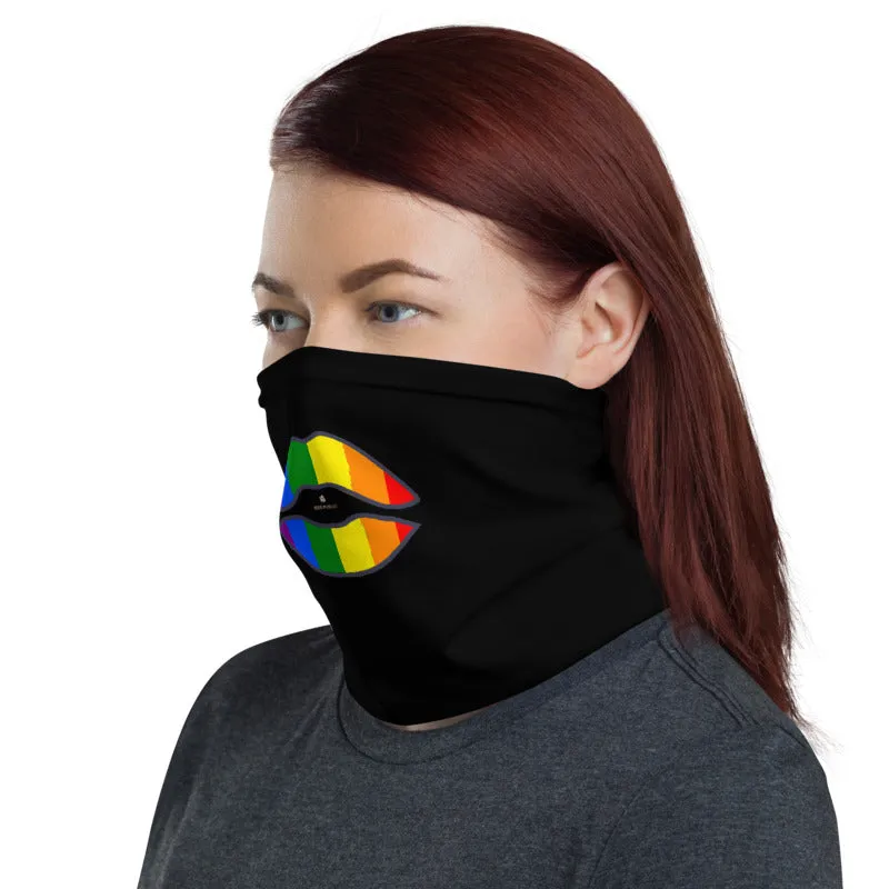 Funny Lips Neck Gaiter, Gay Pride Parade Washable Face Covering Bandana-Made in USA/EU