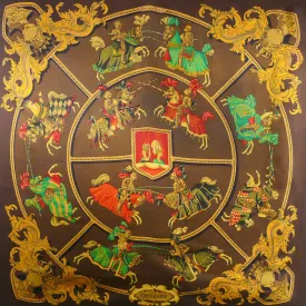 Hermes Silk Scarf Chevalerie in Brown