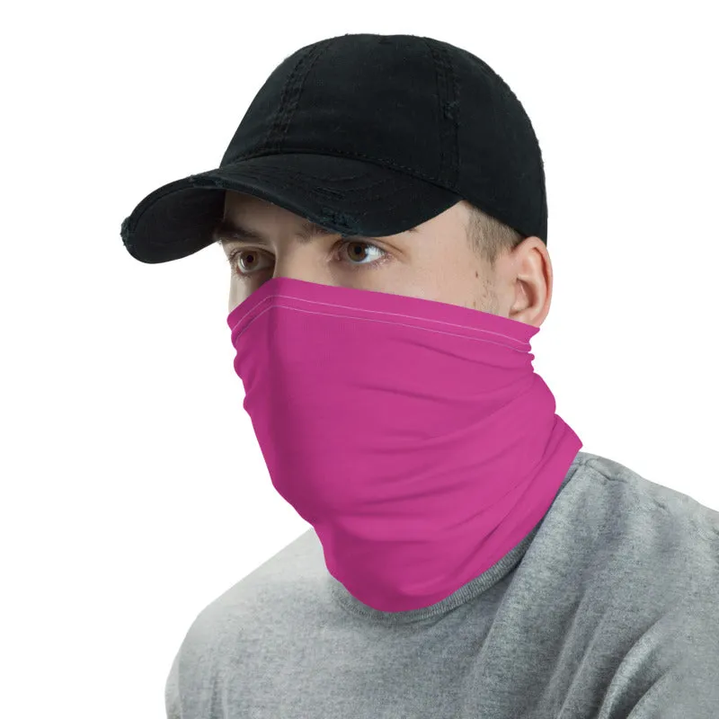 Hot Pink Washable Face Mask Shield, Reusable Neck Warmer Bandana, Headband-Made in USA/EU