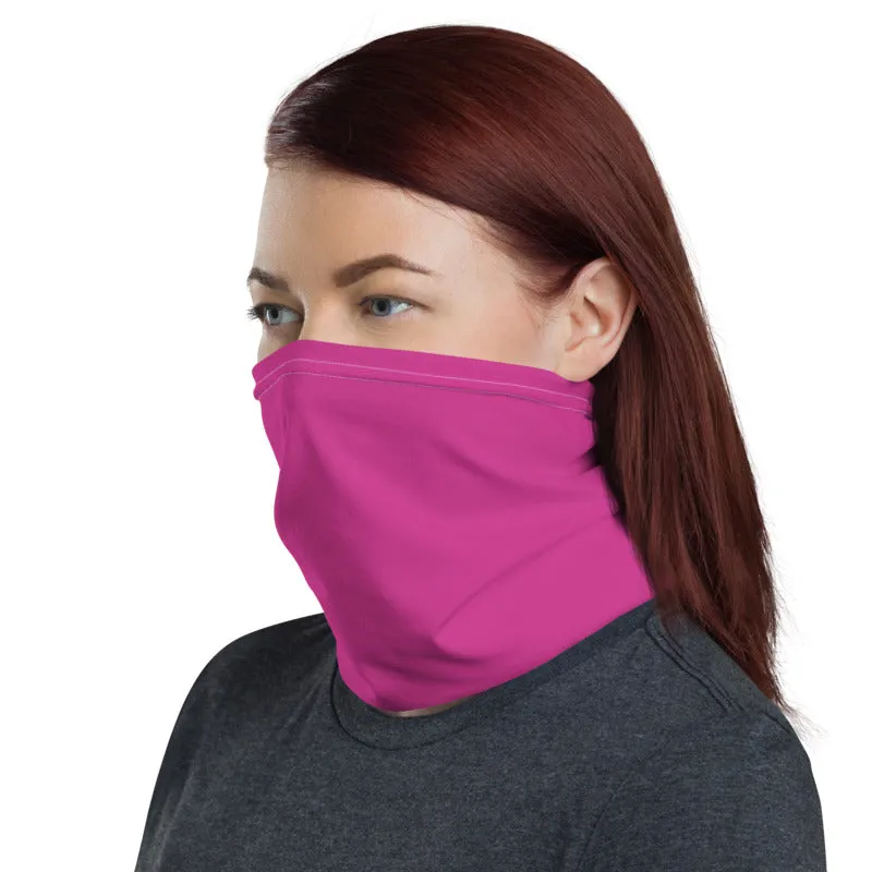 Hot Pink Washable Face Mask Shield, Reusable Neck Warmer Bandana, Headband-Made in USA/EU