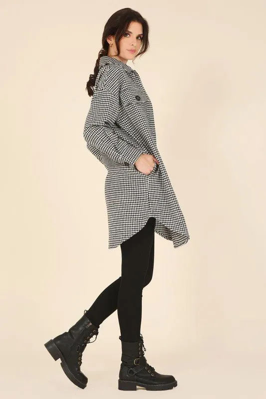 Houndstooth long shacket