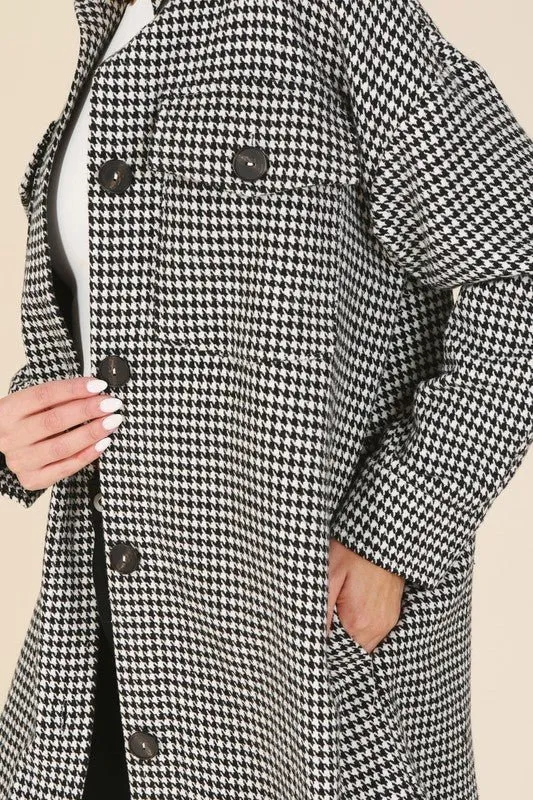 Houndstooth long shacket