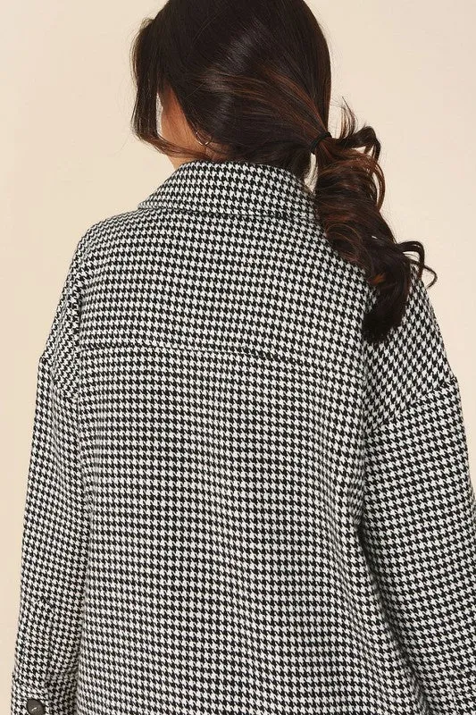 Houndstooth long shacket
