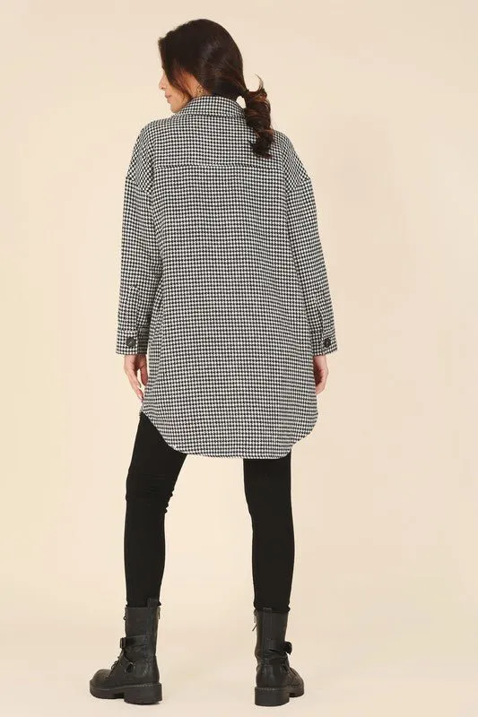 Houndstooth long shacket