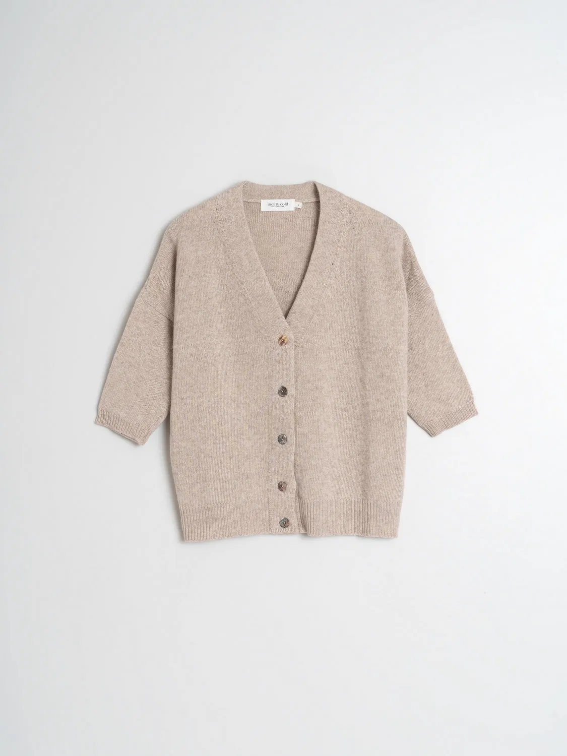 Indi & Cold knitted Cardigan Short Sleeve Beige G451