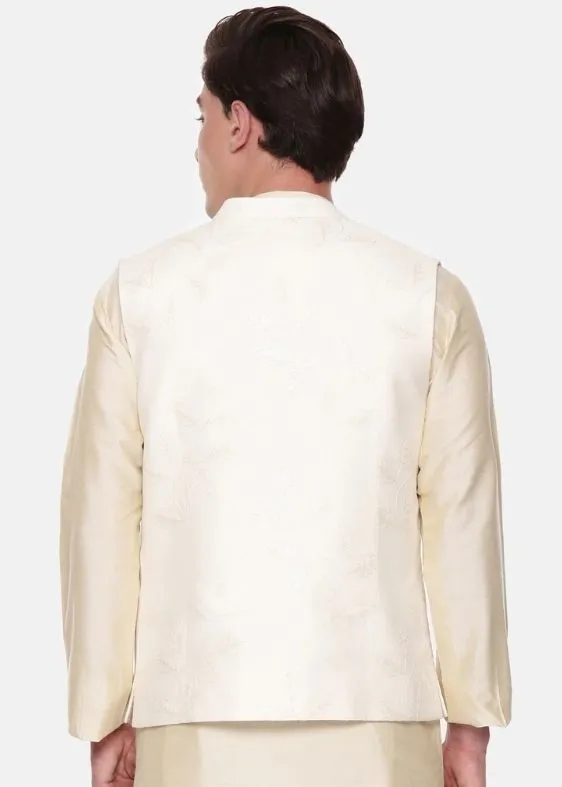 Ivory Chanderi Embroidered Jacket - MMWC0223