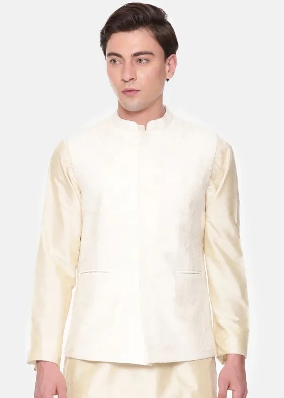 Ivory Chanderi Embroidered Jacket - MMWC0223