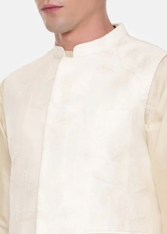 Ivory Chanderi Embroidered Jacket - MMWC0223