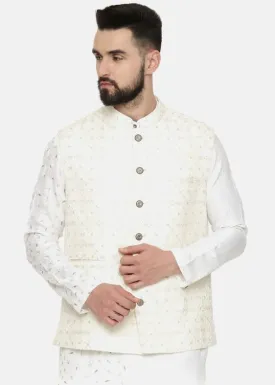 Ivory Chanderi Embroidery Jacket
