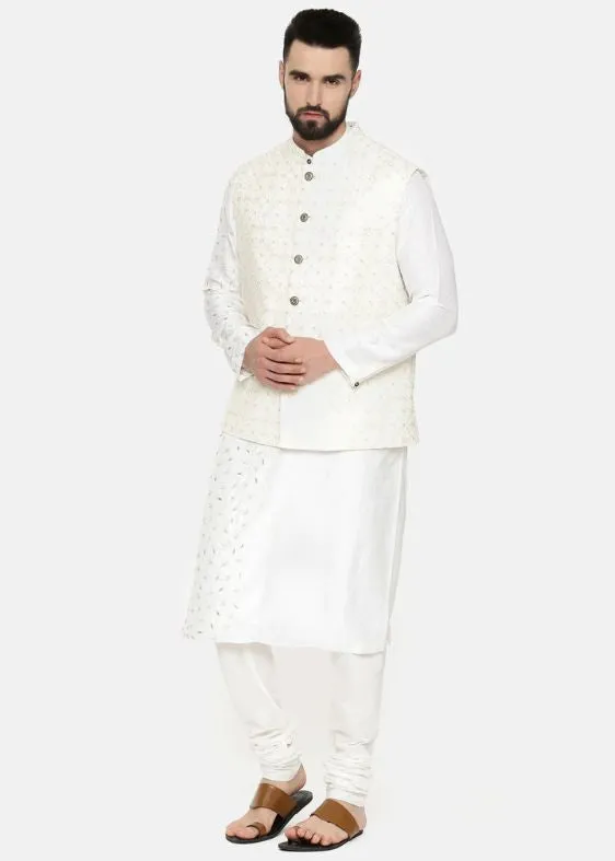 Ivory Chanderi Embroidery Jacket