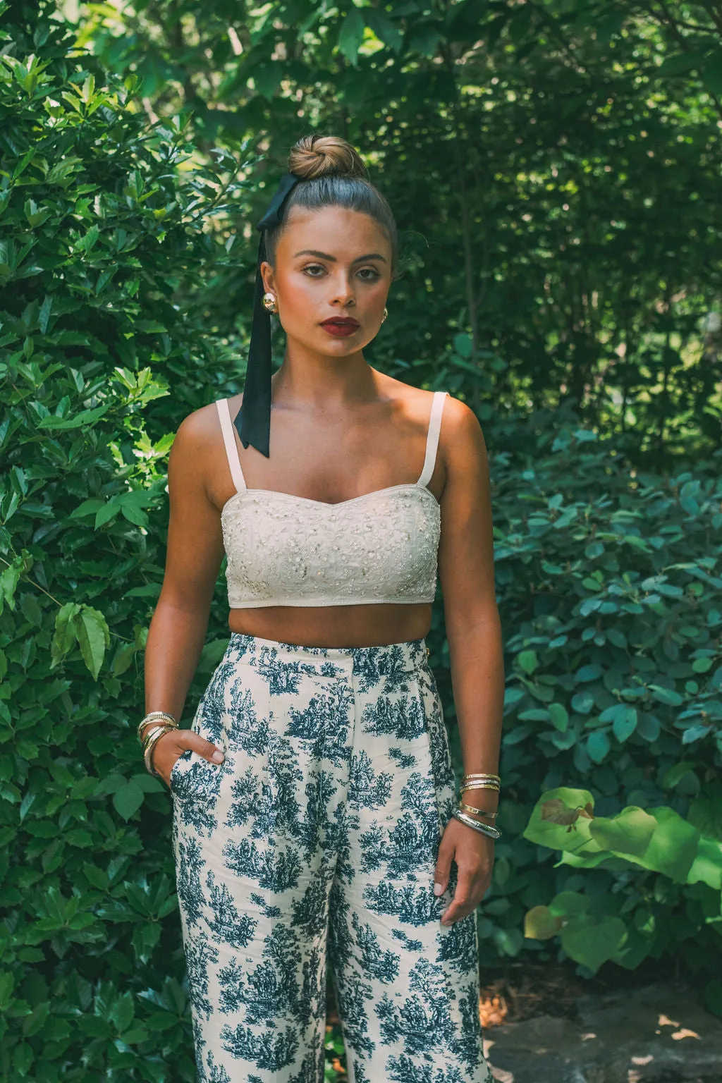 Ivory Embroidered Crop Top