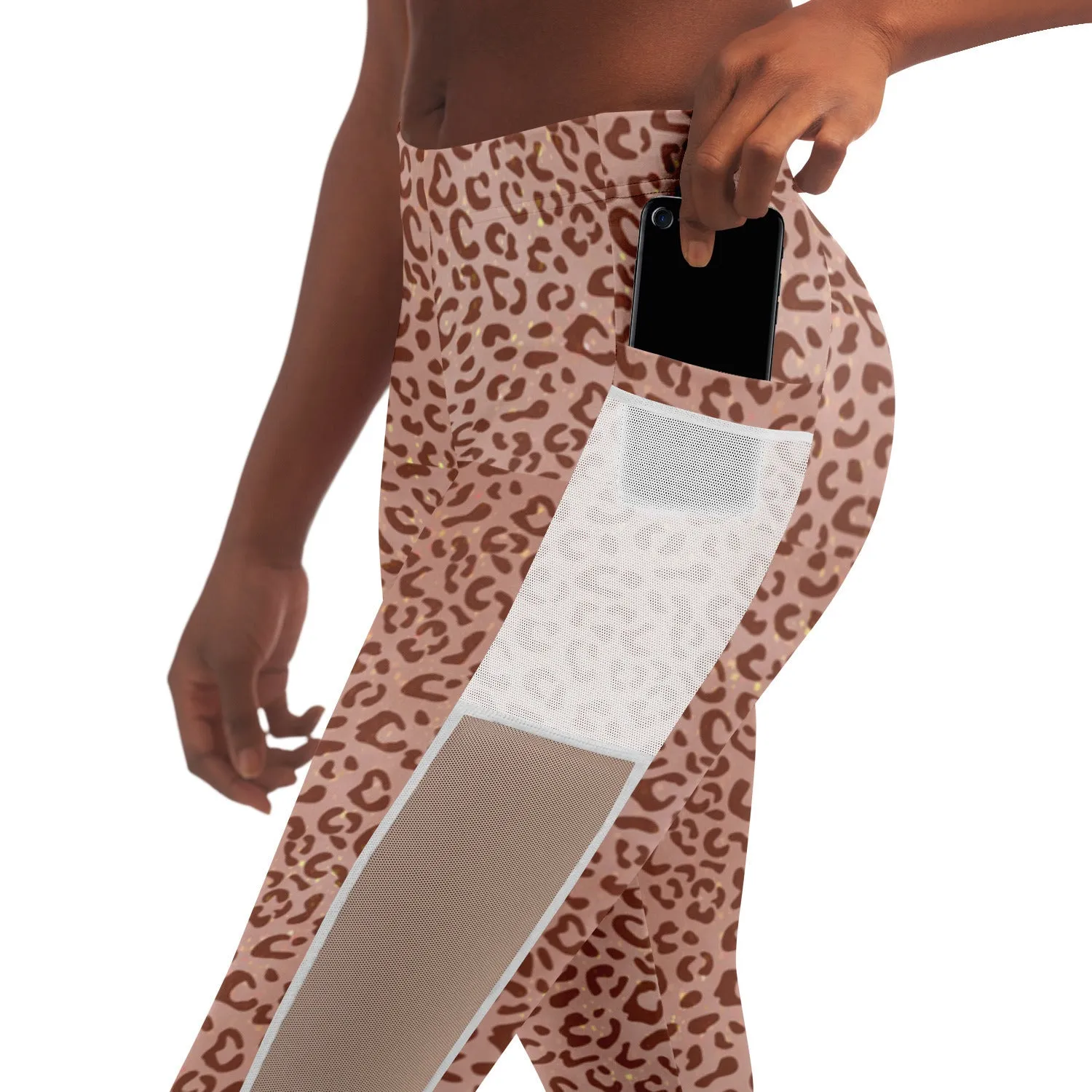 Leopard Print Mesh Pocket Legging