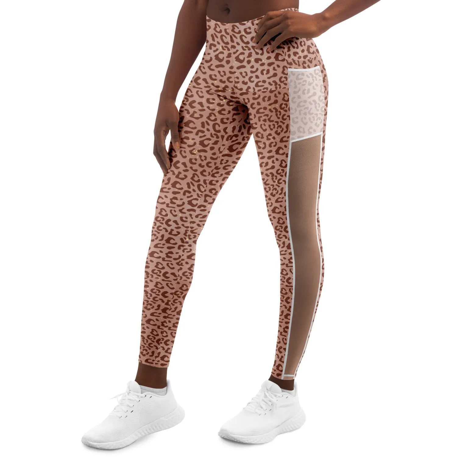 Leopard Print Mesh Pocket Legging