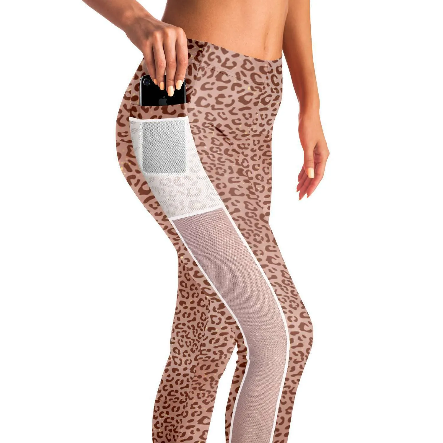 Leopard Print Mesh Pocket Legging