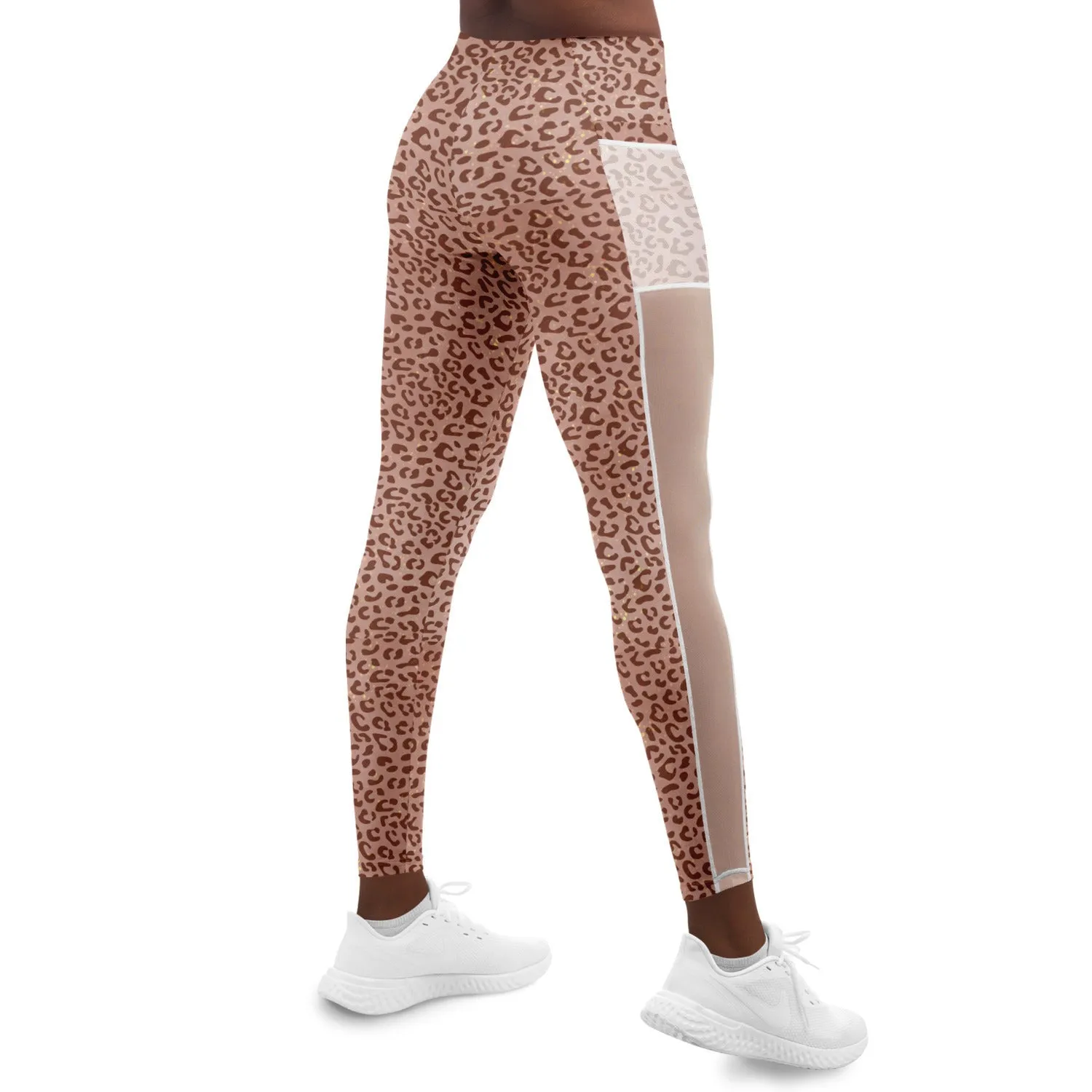 Leopard Print Mesh Pocket Legging