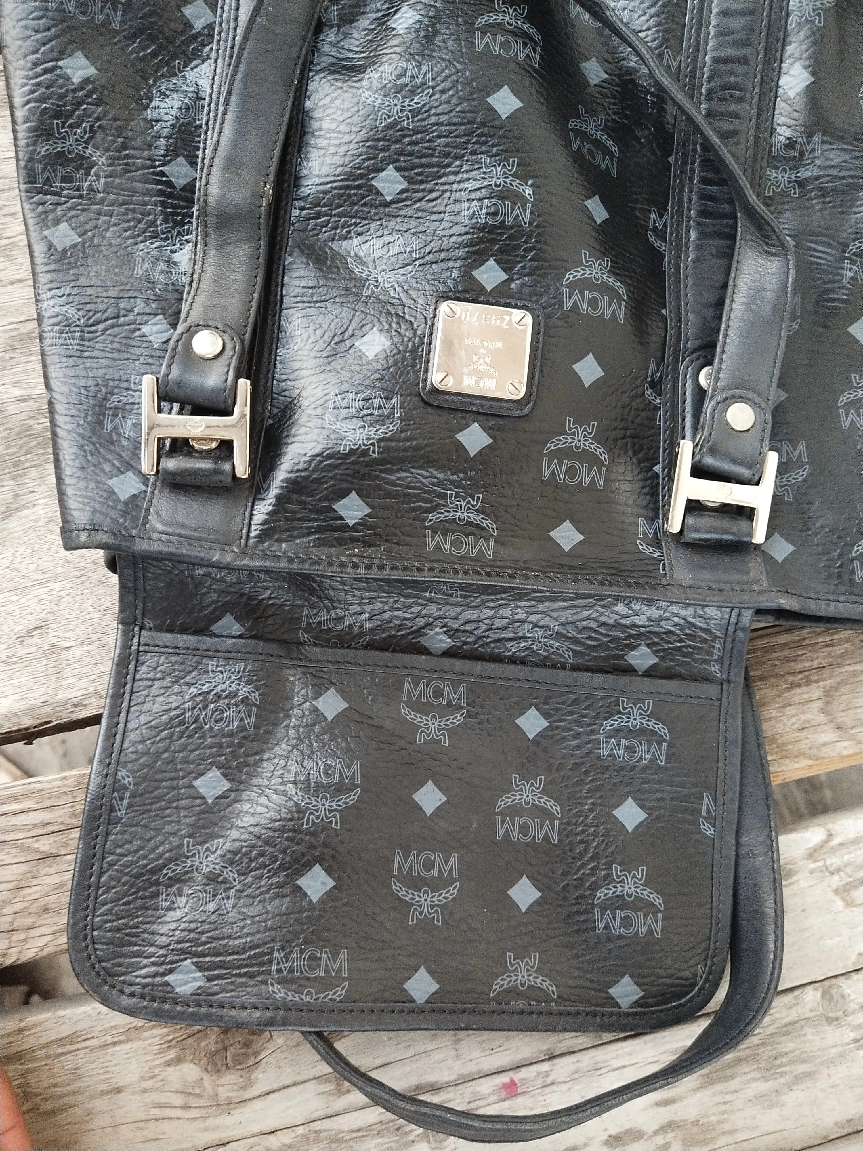 MCM Visetos black big size shopper tote
