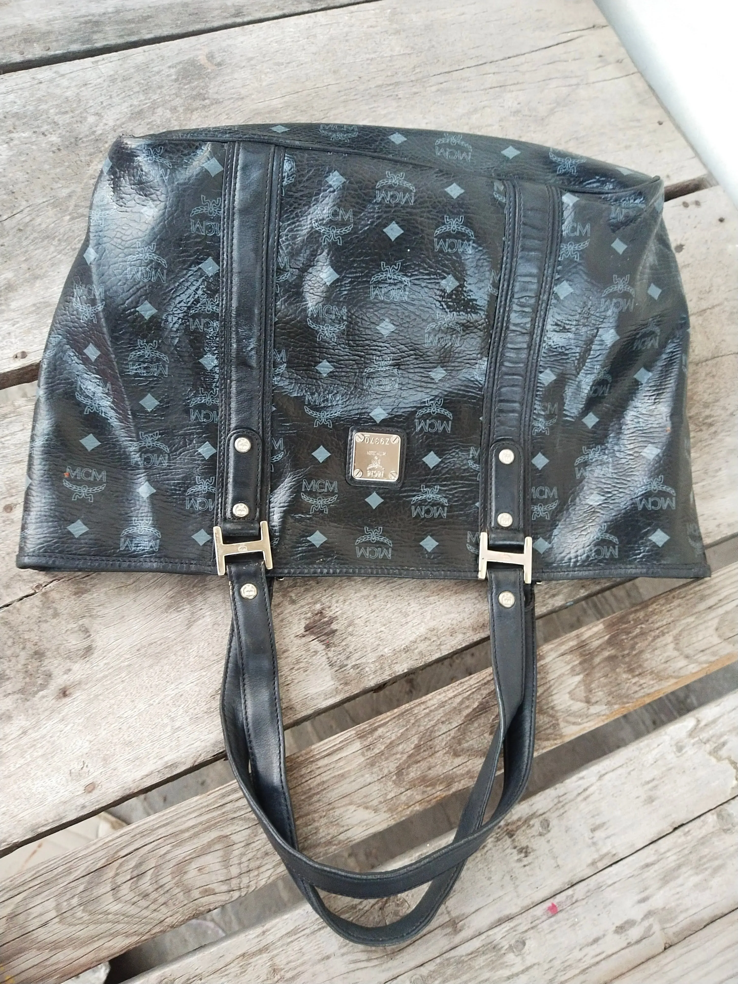MCM Visetos black big size shopper tote