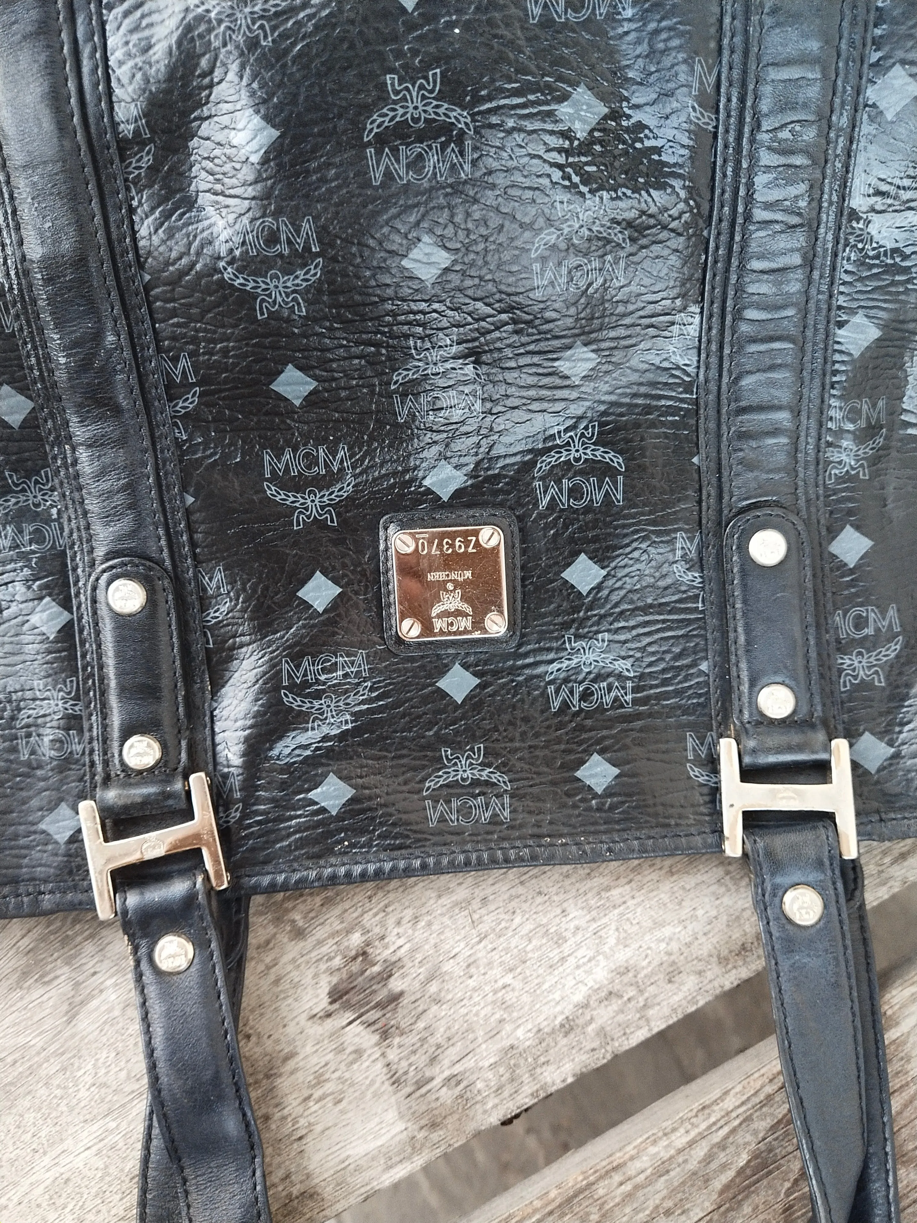 MCM Visetos black big size shopper tote