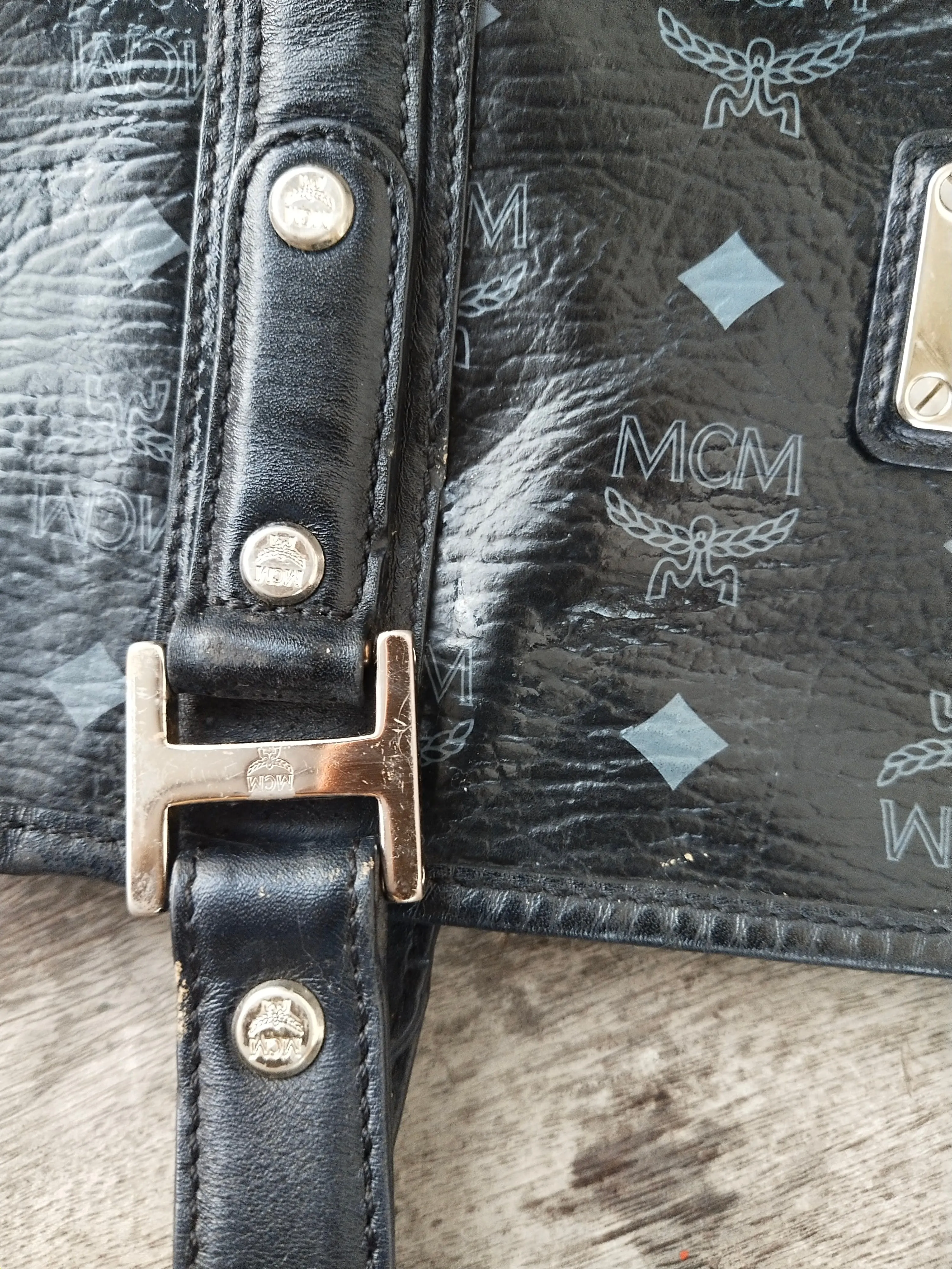 MCM Visetos black big size shopper tote