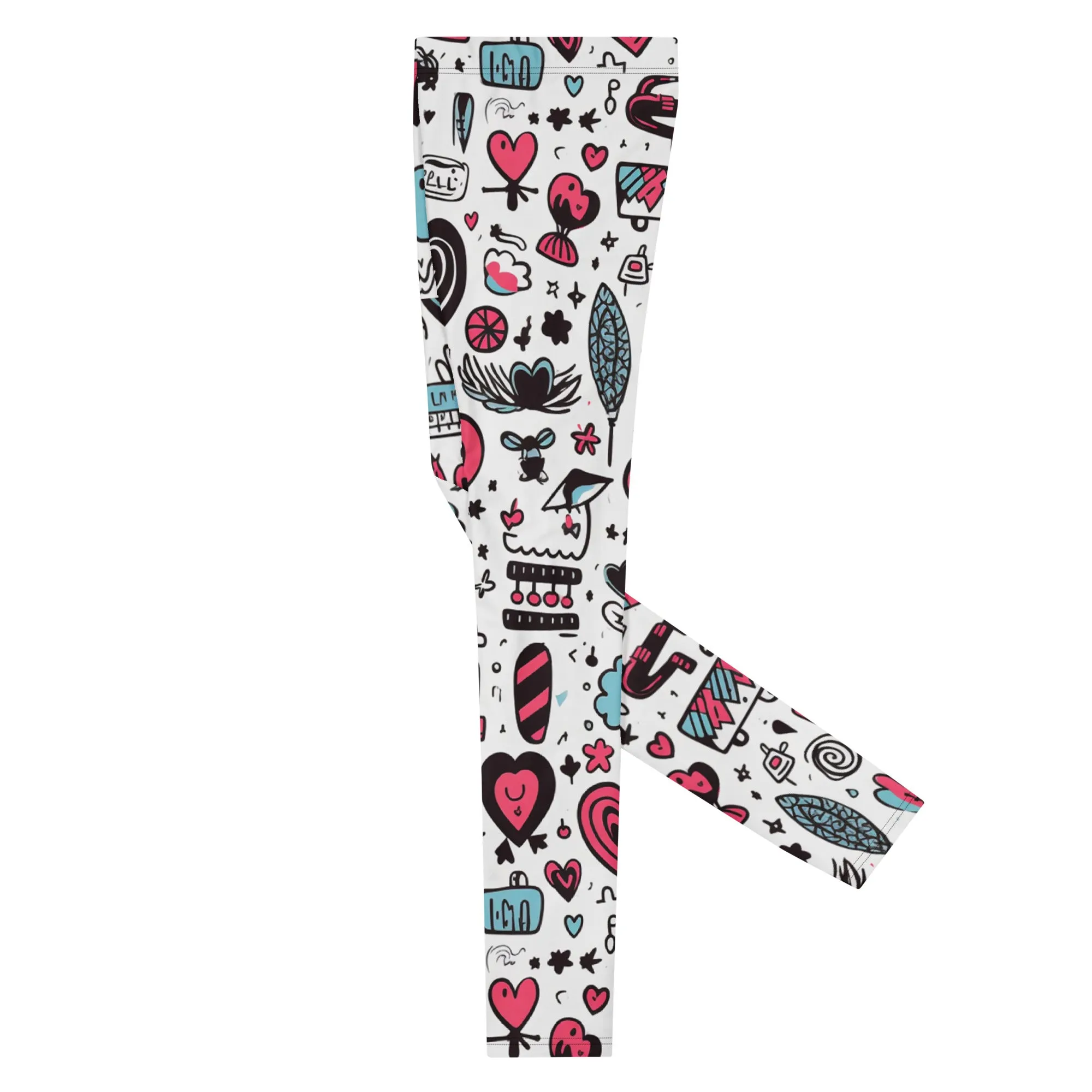 Men's Leggings, Hearts, Valentine's Day, Love, Workout, Party Pants