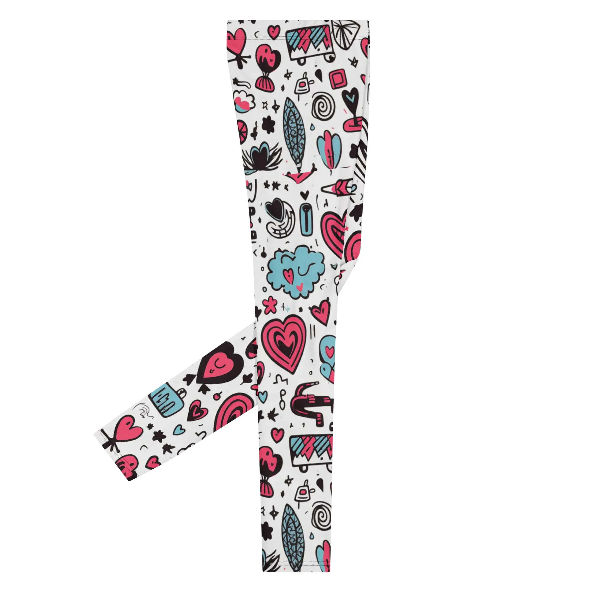 Men's Leggings, Hearts, Valentine's Day, Love, Workout, Party Pants