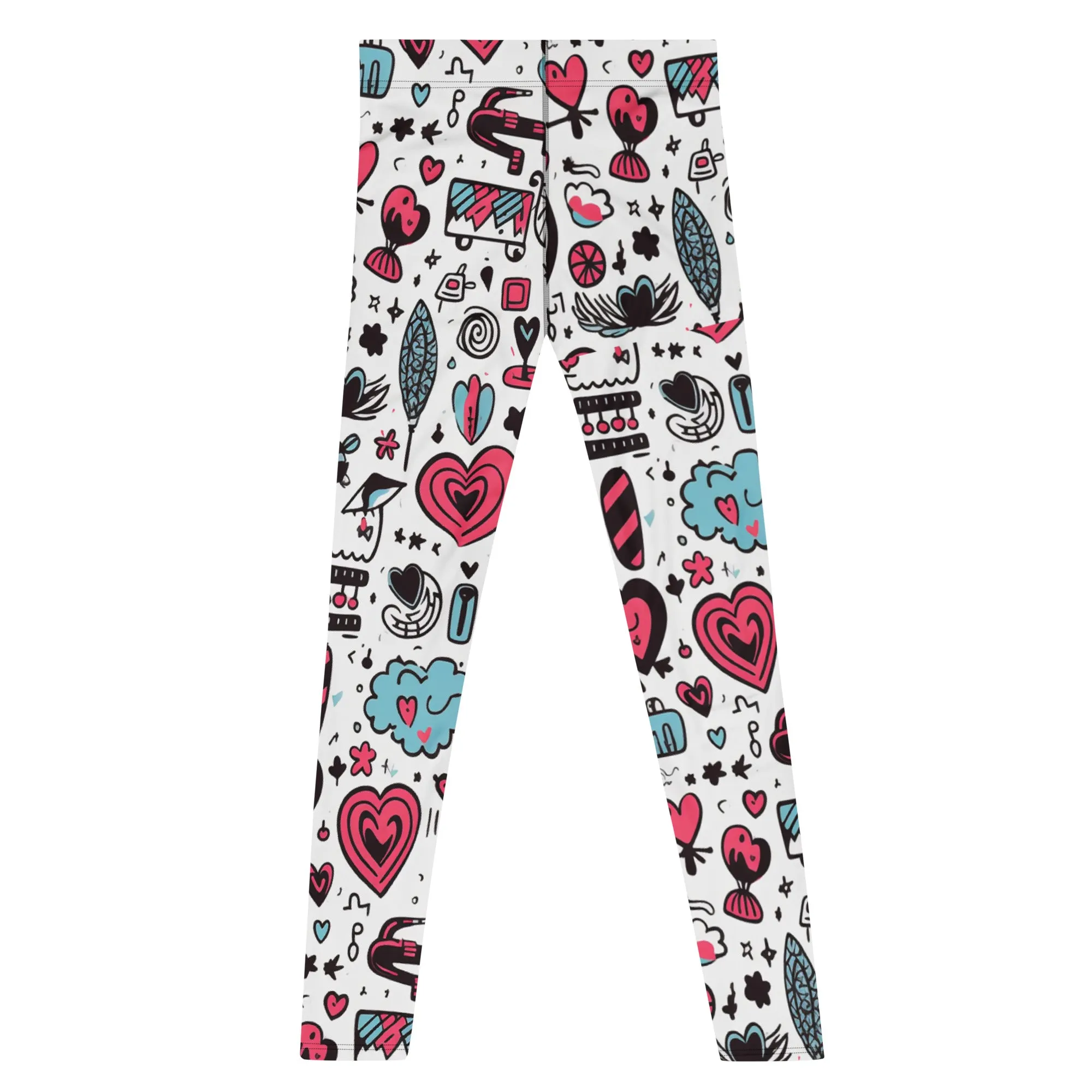 Men's Leggings, Hearts, Valentine's Day, Love, Workout, Party Pants