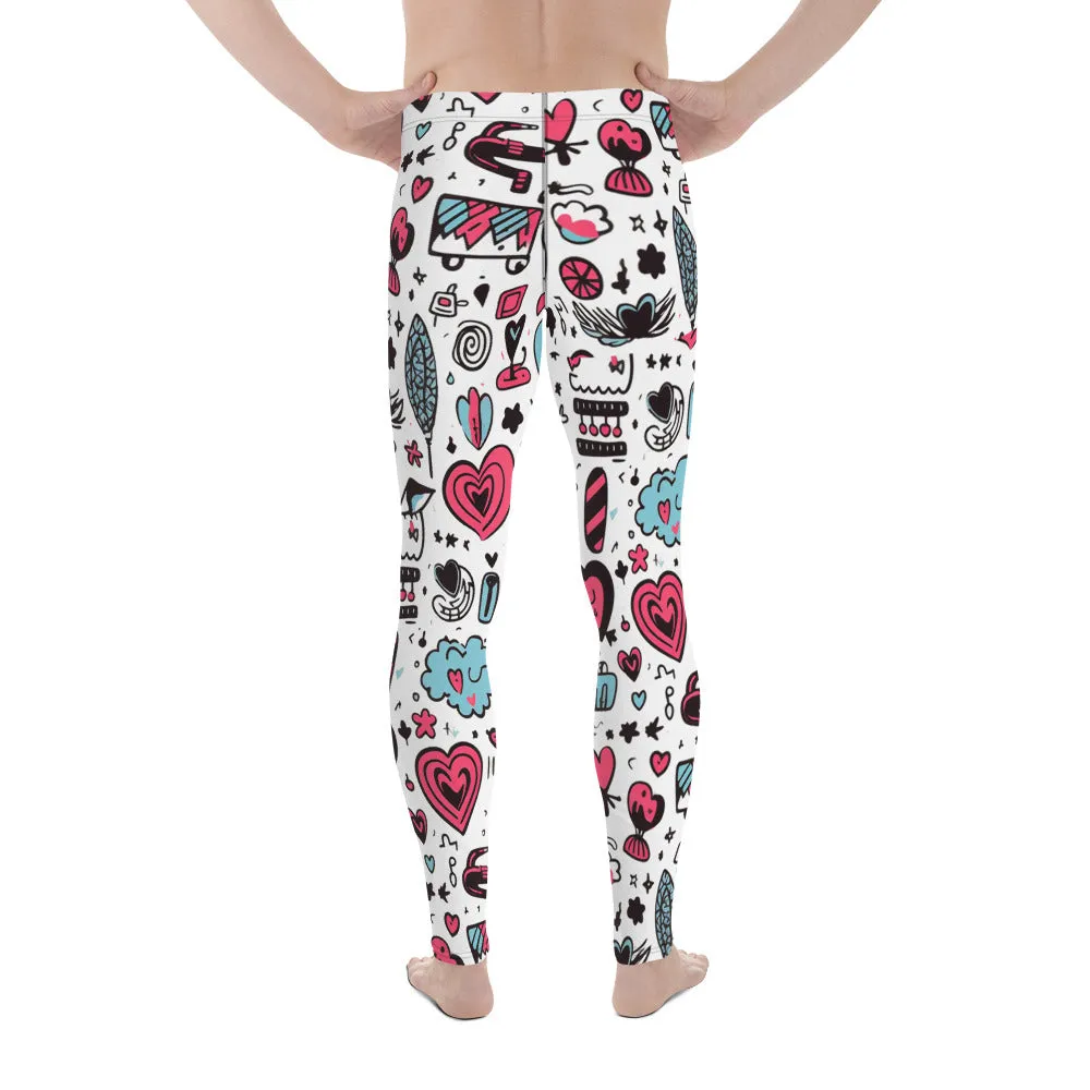 Men's Leggings, Hearts, Valentine's Day, Love, Workout, Party Pants
