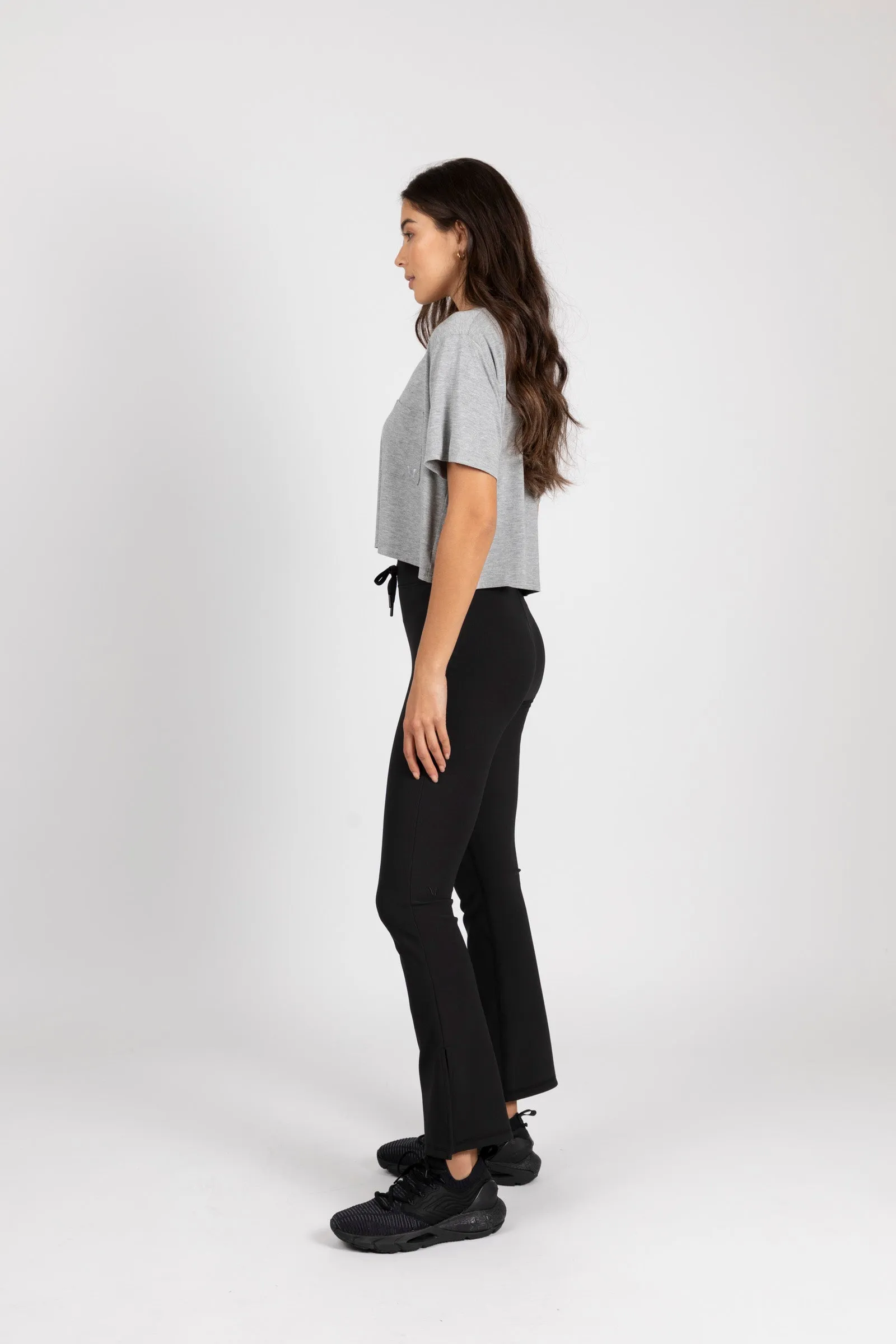 Mini Rib Active Split Legging - Black