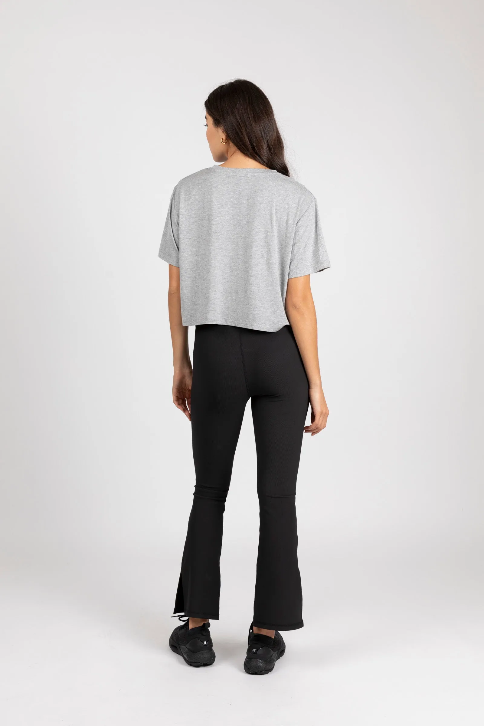 Mini Rib Active Split Legging - Black