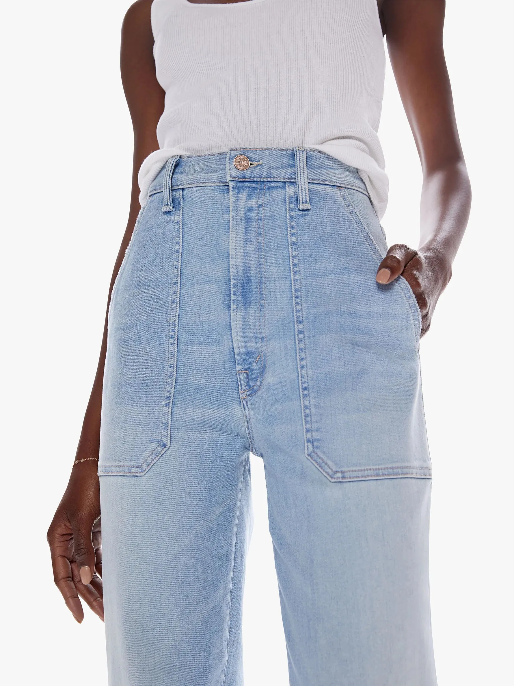 Mother Denim The Wrapper Patch Springy Ankle Jean - Chill Pill