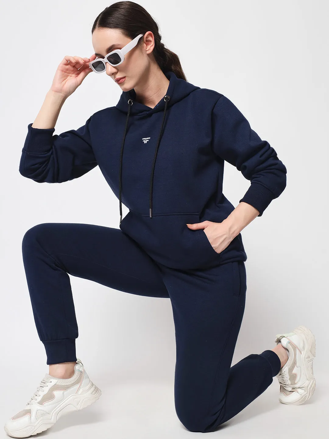 Navy Blue Thermal Co-ord Set (Hoodie and Jogger Combo)