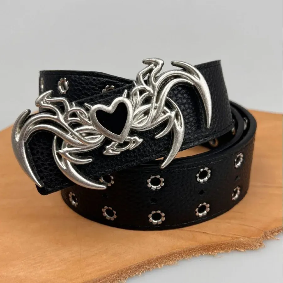New Punk Embossed Love Belt - Versatile Gothic Style