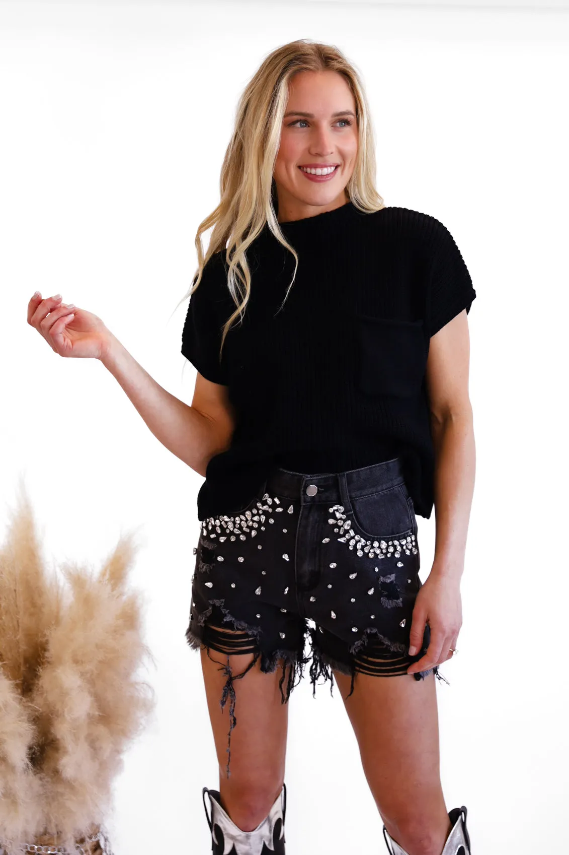 NEW!! The Jules Mock Neck Sweater in Black