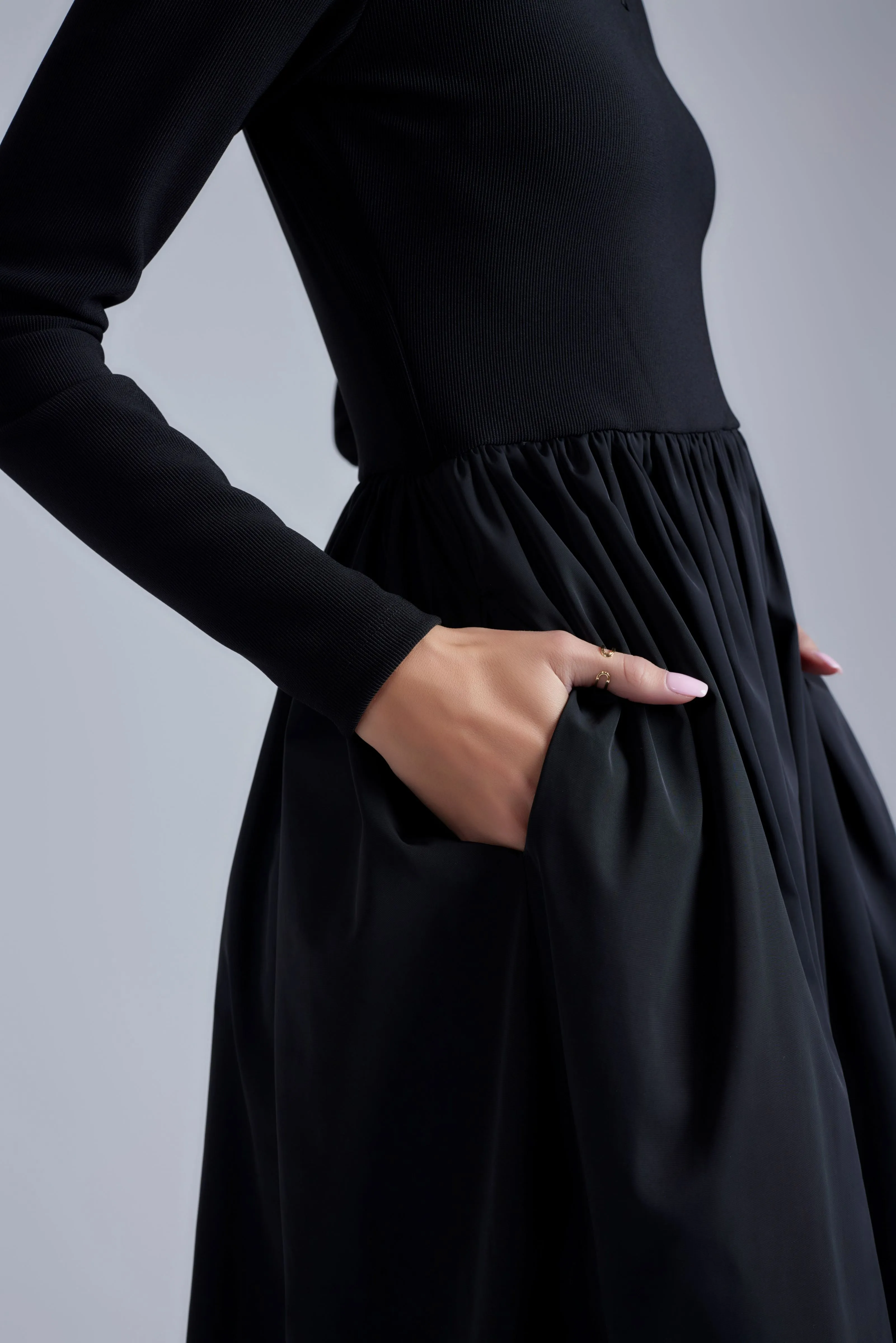 Nylon Mock Neck Dress